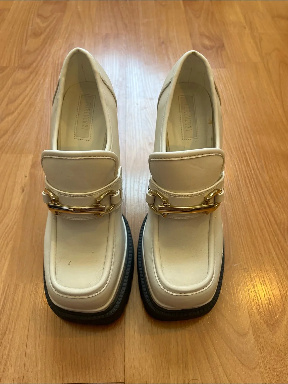 Forever 21 white leather platform shoes